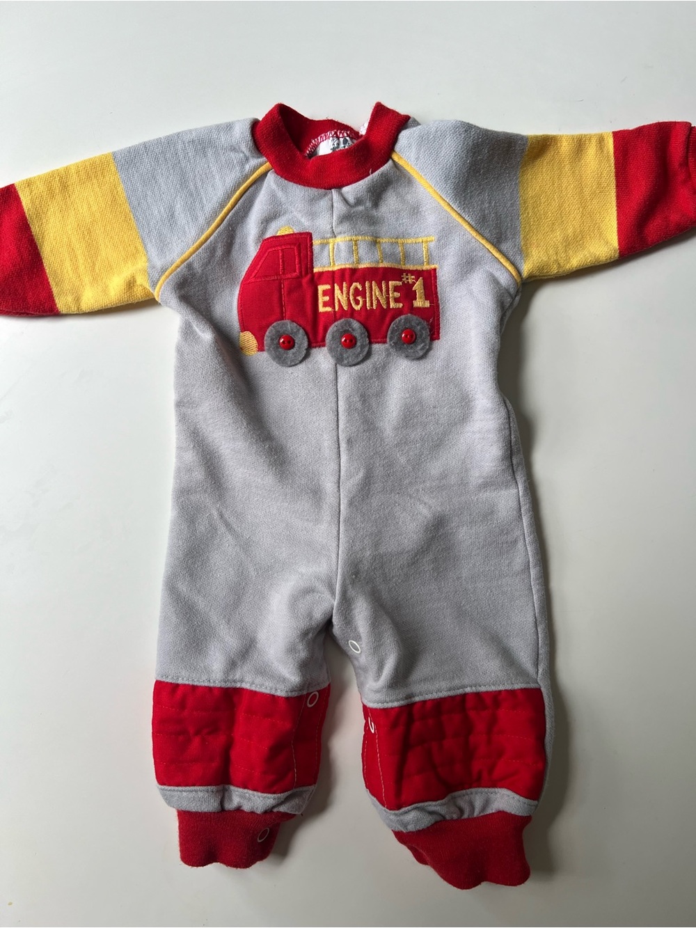 Vintage Healthtex baby fire truck romper 6M